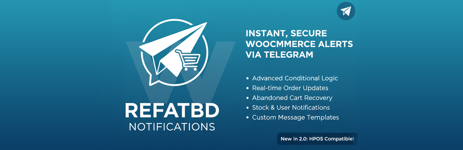 Pro Addon - RefatBd notifications with Telegram for Woocommerce Banner